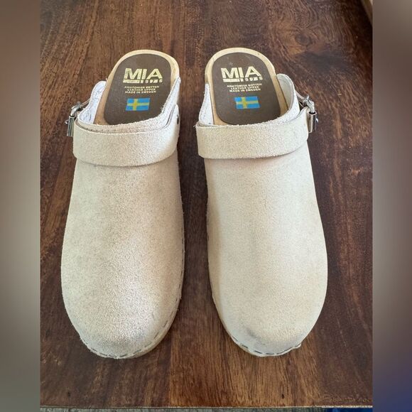Free People MIA Alma Size 40 Swedish Wooden Buckle Clogs Blush Pink Leat… - Picture 3 of 9